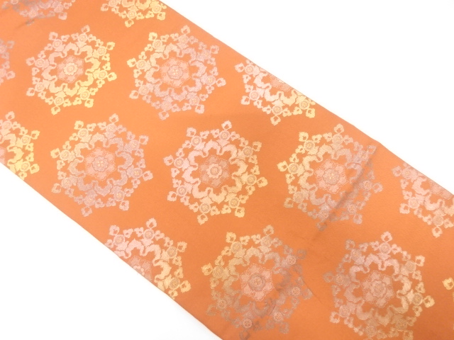 JAPANESE KIMONO / FUKURO OBI / SILK / WOVEN FLORAL CREST
